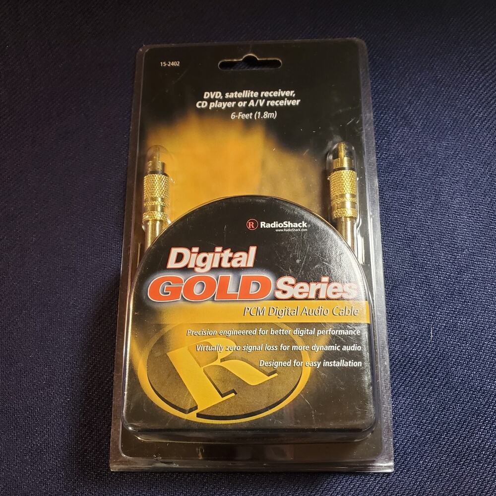 RadioShack Gold Series 6' PCM Digital Audio Cable Coaxial RCA 6 Ft NEW 15-2402
